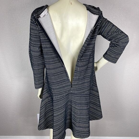 Loft Dress Geometric Drop Waist Flounce Black and White Career Sz M - Picture 6 of 13
